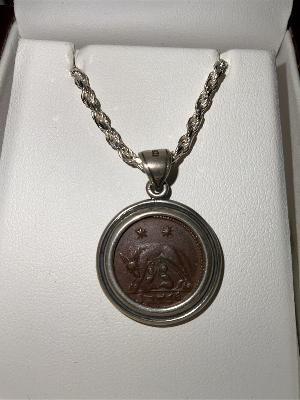 Constantine I the Great Romulus & Remus Wolf Ancient Roman Coin Necklace